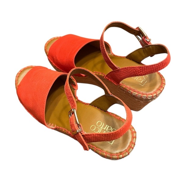 Franco Sarto Tula Platform Espadrille Wedge Sandals Orange Leather Size 7.5 - Picture 5 of 13